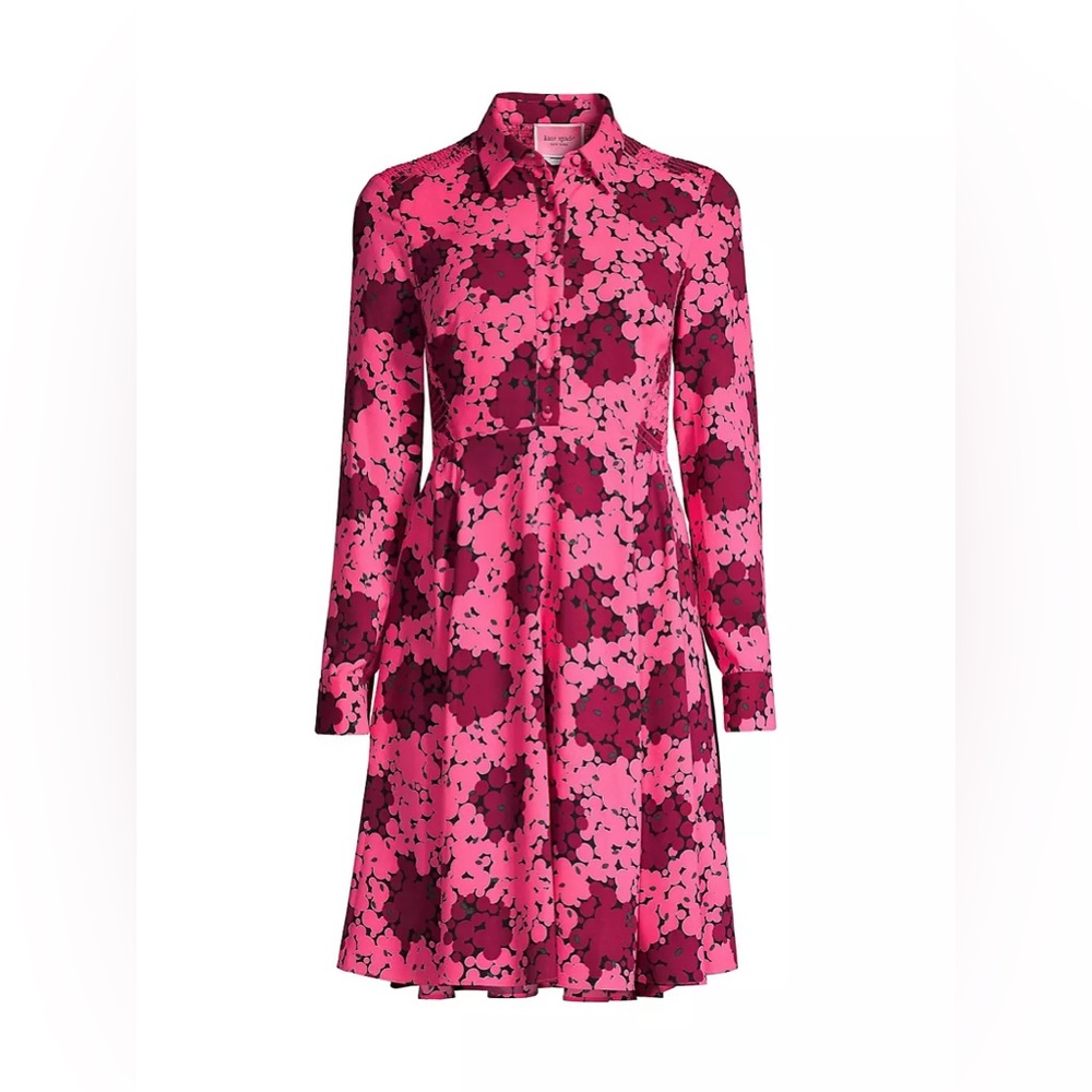Bubble Dot Smocked-Back A-Line Shirt Dress, color Rhubarb Jam, like new.